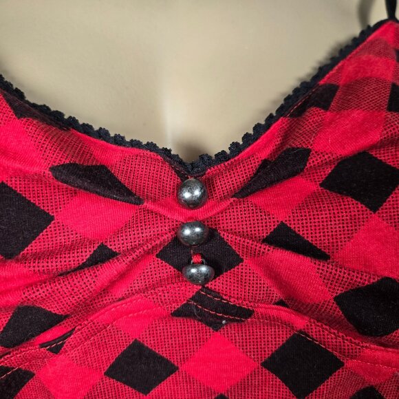 Y2K Red Black Plaid Tank Top Size L Punk Emo Grunge 2000s - Picture 2 of 10